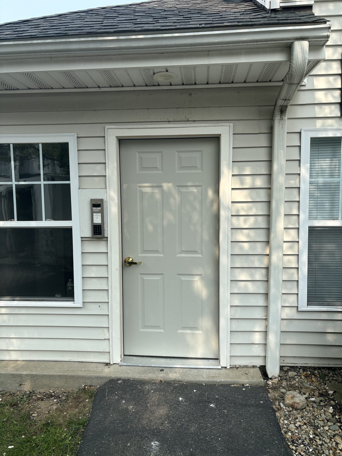 New apartment rear entry door installed