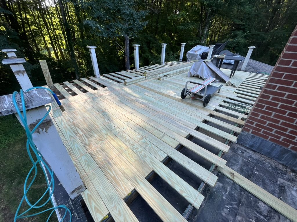 Deck rebuild — framing in progress